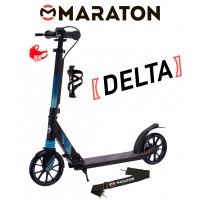 Самокат Maraton Delta (2021) Черный + LED фонарик и держатель