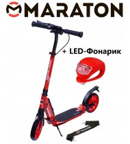 Самокат Maraton LEADER (2021) красный + Led фонарик Самокат Maraton LEADER (2021) красный + Led фонарик