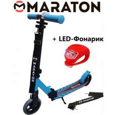 Самокат Maraton Sport 145 синий + Led фонарик (2021)