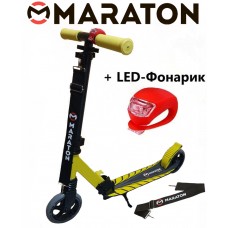 Самокат Maraton Sport 145 желтый + Led фонарик (2021)