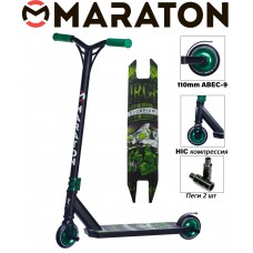 Самокат трюковый Maraton Scorpion зеленый металлик 2021+ Пеги 2 шт