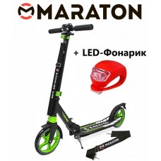 Самокат Maraton Pro зеленый + Led фонарик