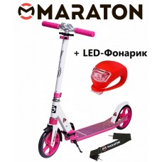 Самокат Maraton Sprint розовый + Led фонарик