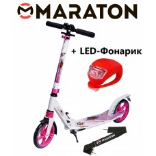Самокат Maraton Pro рисунок розовый + Led фонарик