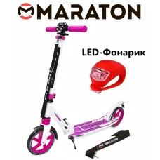 Самокат Maraton Pro розовый + Led фонарик