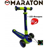 Трехколесный самокат Maraton Pony B Синий-лайм + Led фонарик