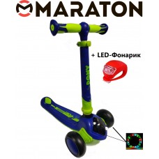 Триколісний самокат Maraton Pony B Синій-лайм + Led ліхтарик