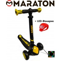 Триколісний самокат Maraton Pony B Чорно-жовтий + Led ліхтарик