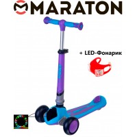 Трехколесный самокат Maraton Pony G Бирюза + Led фонарик