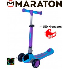 Трехколесный самокат Maraton Pony G Бирюза + Led фонарик