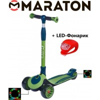 Трехколесный самокат Maraton Golf B Зеленый + Led фонарик