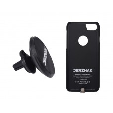 Автодержатель беспроводная зарядка DERZHAK  V1 + чехол iPhone 6, 6s, 7 черный