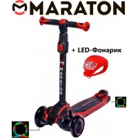 Трехколесный самокат Maraton Global B Красный + Led фонарик